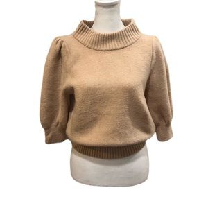 Free People Sugar Pie sweater. Short puff sleeves. Pink. Wool blend. Size M